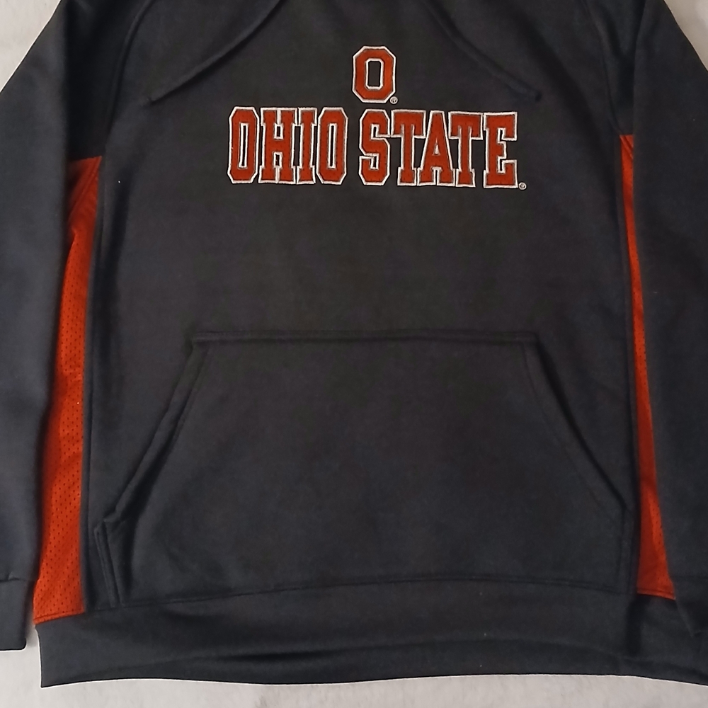 Vtg Y2K Retro Ohio State Buckeyes NCAA Hoodie Men's 2XL Black Red Scarlet Mesh